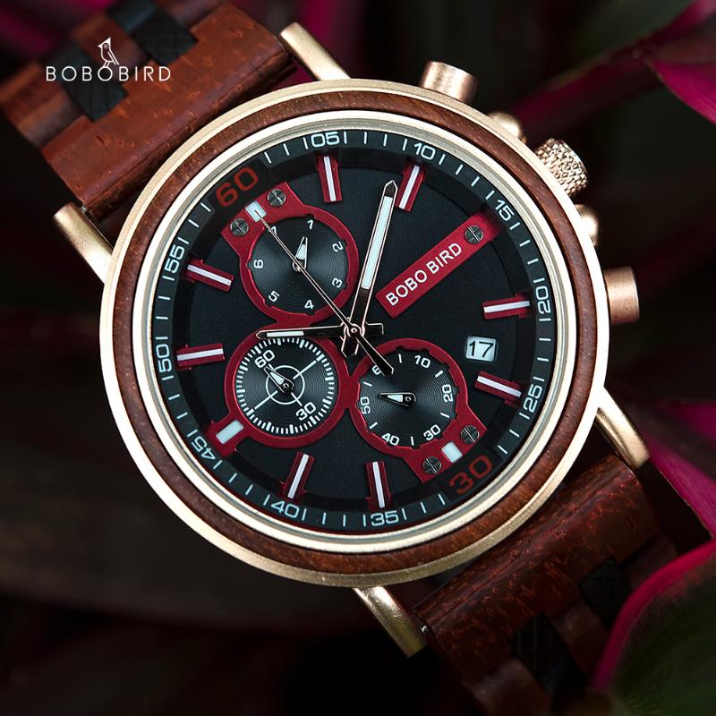 

Wristwatches BOBO BIRD Men Wooden Watch Fashion Women Quartz Week Date Timepiece Fast In Gift Box Reloj Hombre Drop, Slivery;brown