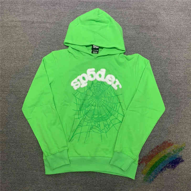 

Green Foam Printing Sp5der Young Thug 555555 Angel Hoodie Men Women Spider Web Pattern Pullover Sweatshirts, 11