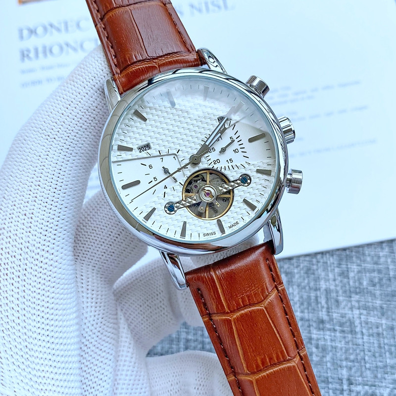 2023 New mens watches Large flywheel Five stitches work automatic Mechanical watch designer high quality Top luxury brand leather strap Fashion Gift