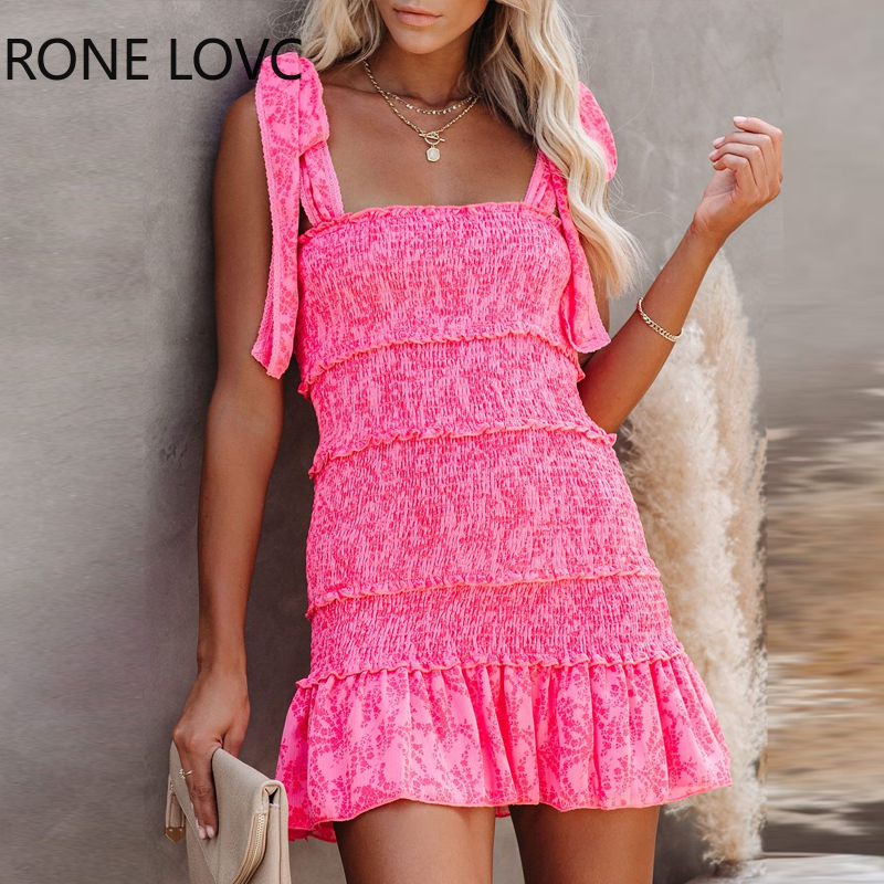 

Women Tiered Ruffle Ruched Cami Dress Casual Dress Elegant Fashion Chic Dress, Pink