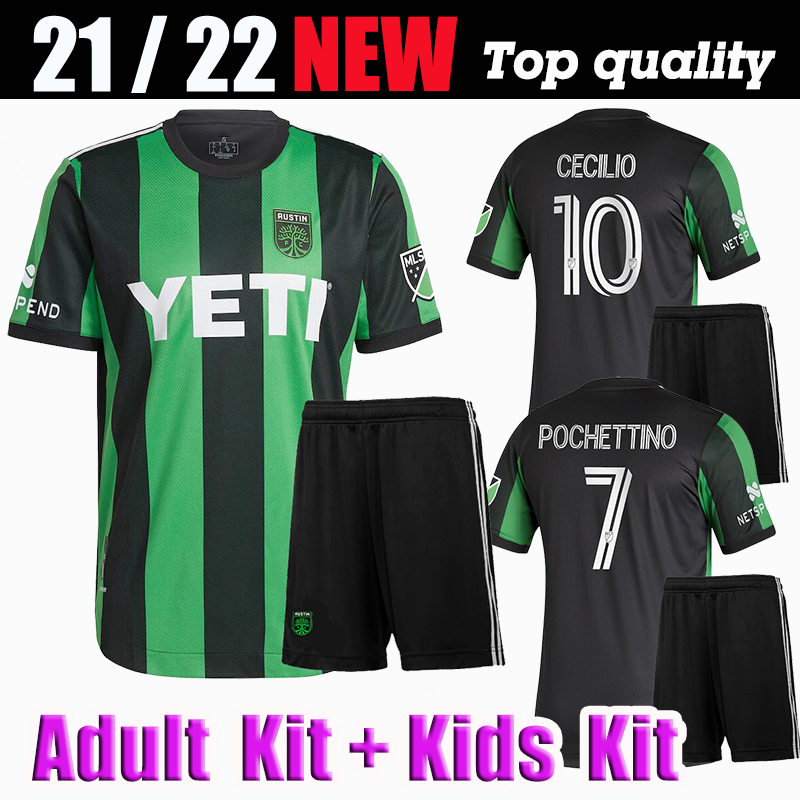 

Adult Kit and Kids Kit2021 Austin FC soccer jerseys Inaugural MLS 21 22 Home Black Away White DARIO CONCA KLEBER XAVIER BAEZ Customize Football Shirts, Adult size