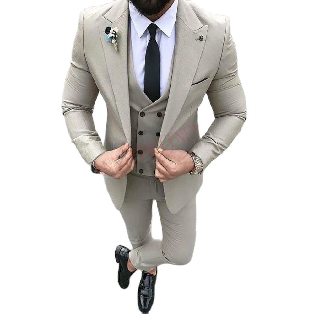 

Men's Suits & Blazers Veiai 2021 blazer designer male fashion suit fine wedding prom for groom jacket pants define casual gray, Black