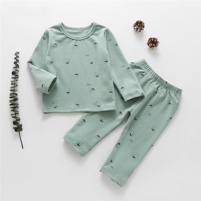 

Clothing Sets 2021 Spring And Autumn Children's Baby Home Service Two-piece Suit Boys Girls Pajamas, White