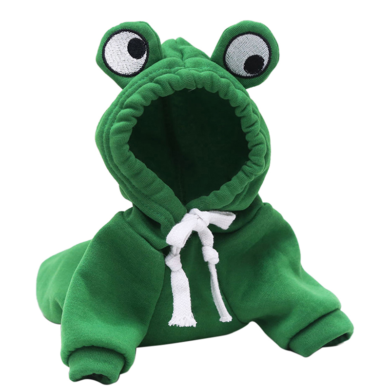 

Legendog Cute Pet Dog Apparel Hoodie Frog Clothes Solid Color Jacket Coat Bowtie Hooded Puppy Sweatshirt For Cat Teddy Corgi Chihuahua, Green