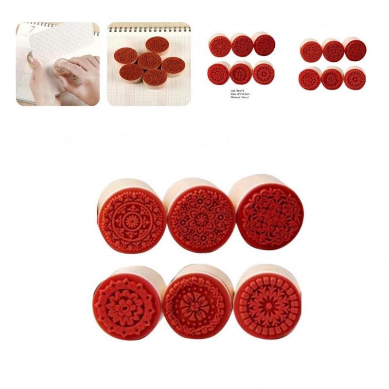 

Party Decoration 6Pcs Scrapbook Stamps Eco-friendly Handmade Seal Greeting Cards Decor