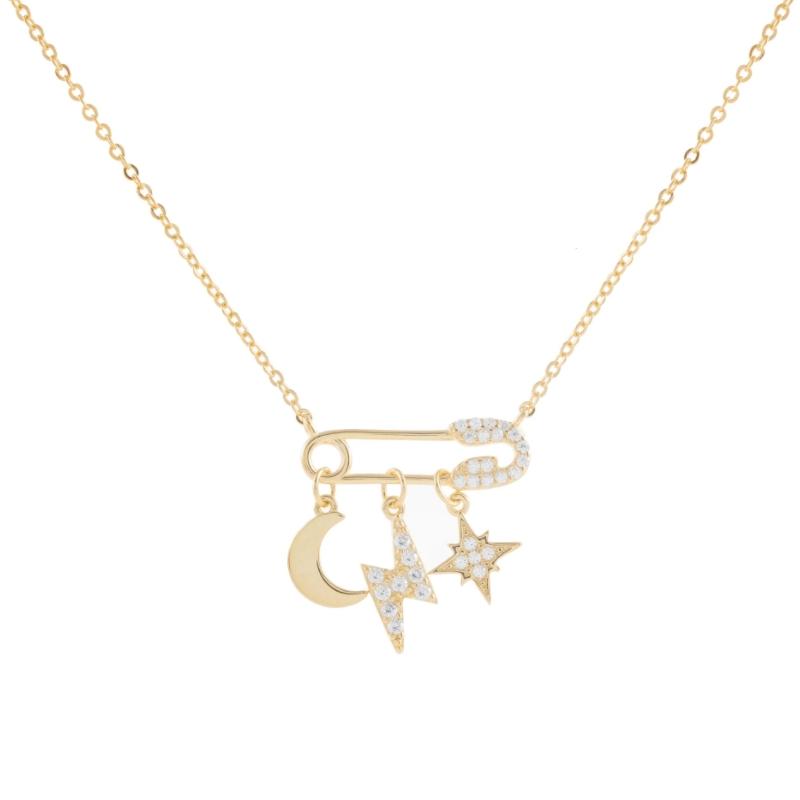 

Pendant Necklaces Paper Clip Multi-layer Choker Necklace For Women Star Moon Combination Clavicle Fashion INS Stacking Chain Set