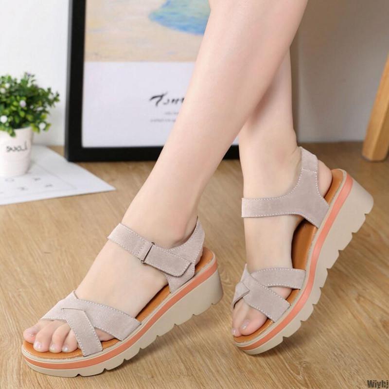 

Sandals Leather Summer Ladies Women's Shoes Fashion Wild Student Slippers, Brown