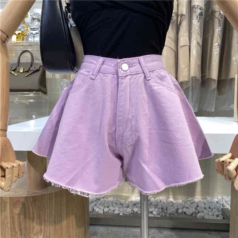 

Women's Shorts shorts in jeans for summer, sexy, fashion, casual, versatile, loose, high waist, vacation, straight, pink/blue, 73MI, 1# shoe box