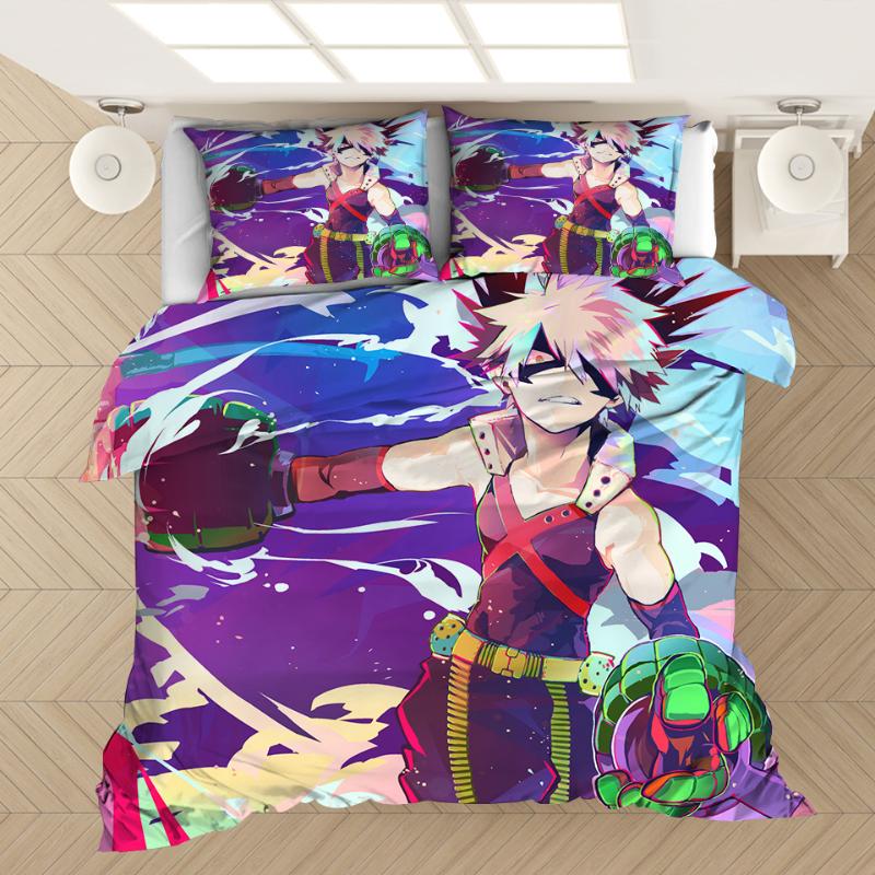 

Bedding Sets My Hero Academia Comforter Set Anime 3D Print Duvet Covers Pillowcases Home Textile Luxury Cartoon  King Size Kids