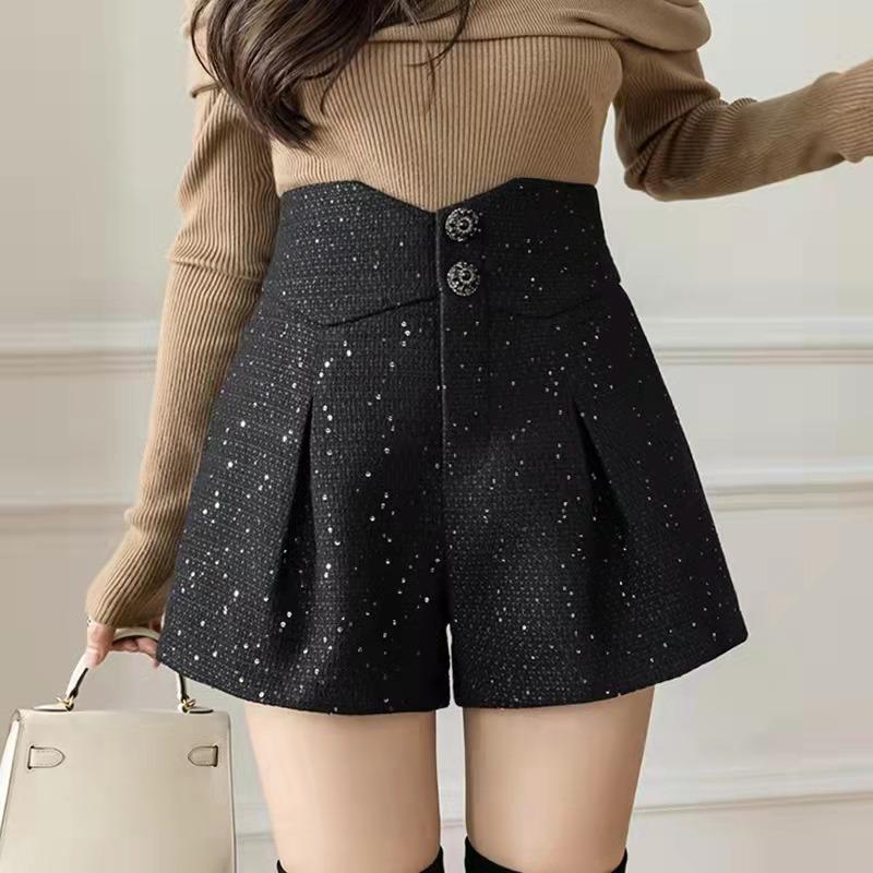

Women' Shorts 2022 Spring Autumn Women Vintage Black All-match High Waist Short Pants Casual Slim Office Ladies A-line J103