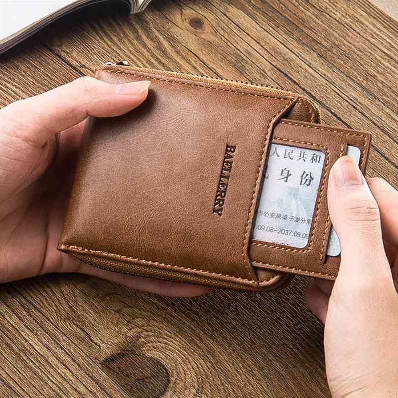 

men vintage leather zipper wallet clutch purse id cover bank card holder coin pocket driving licence credit case bag, Red;black