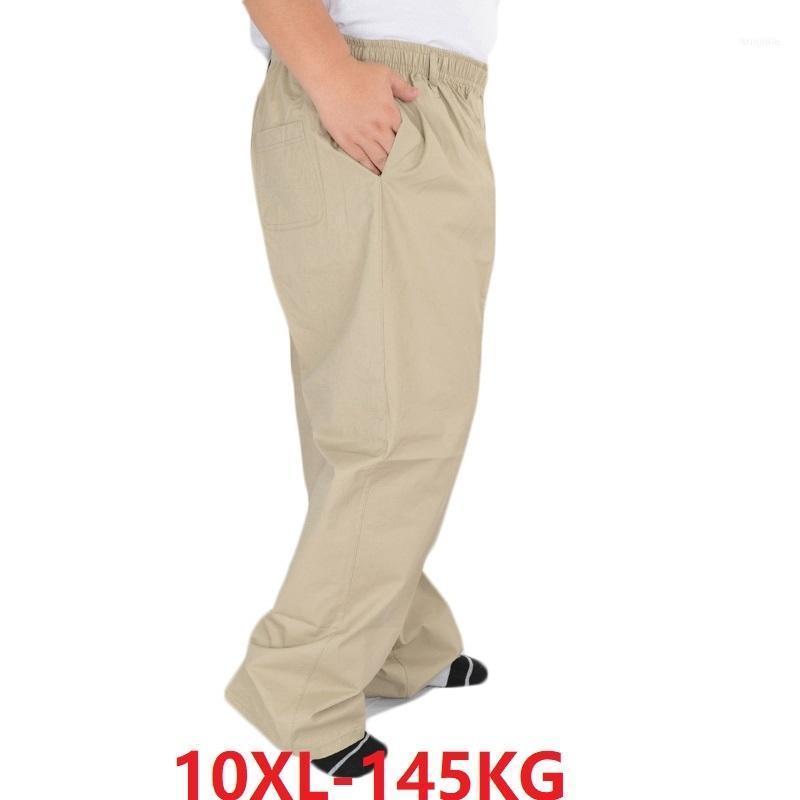 

Men's Pants Summer Large Size Men 6XL 7XL 8XL 9XL 10XL Cotton Stretch Oversize Home Loose Straight Trousers Khaki 150KG 581, Black