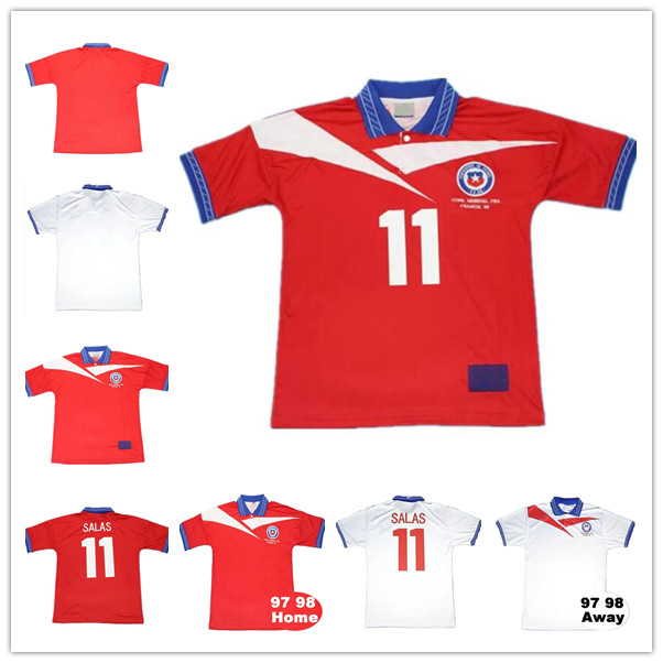 

1997 1998 Chile Retro Soccer Jersey SALAS ZAMORANO 97 98 Final Edition Home Red Away White Short Sleeve Football Shirt Uniforms, Gold