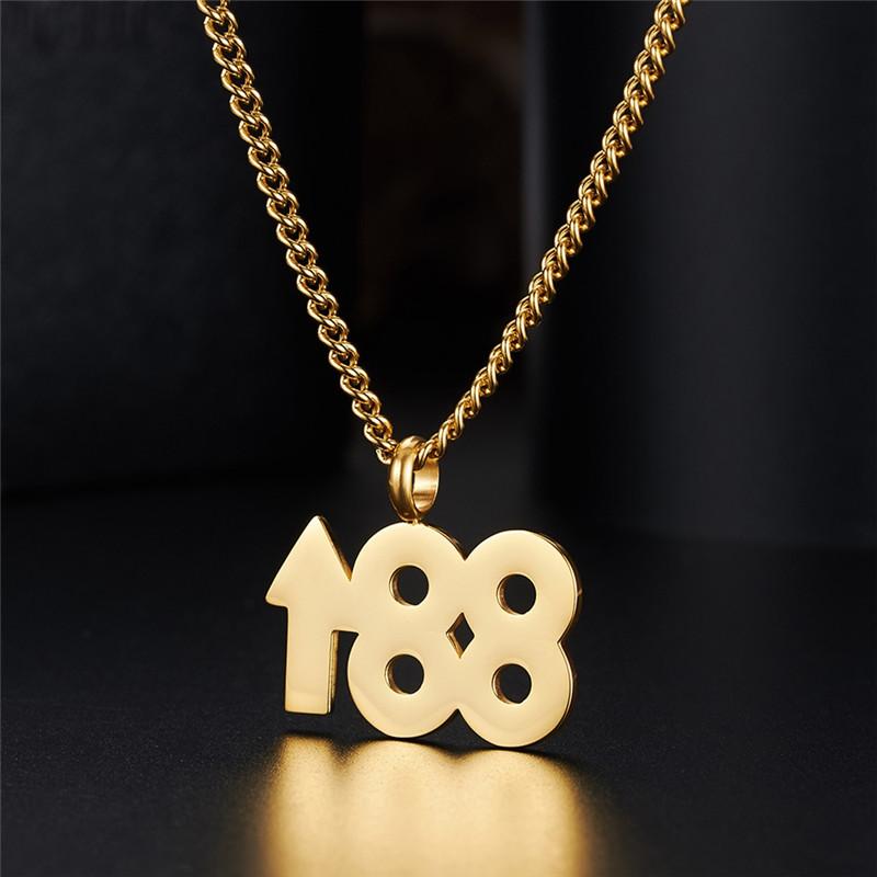 

Male Titanium Steel Necklace 88 Up Rising Pendant Simple Number Dangle Chain Unisex Jewelry Gifts Chains