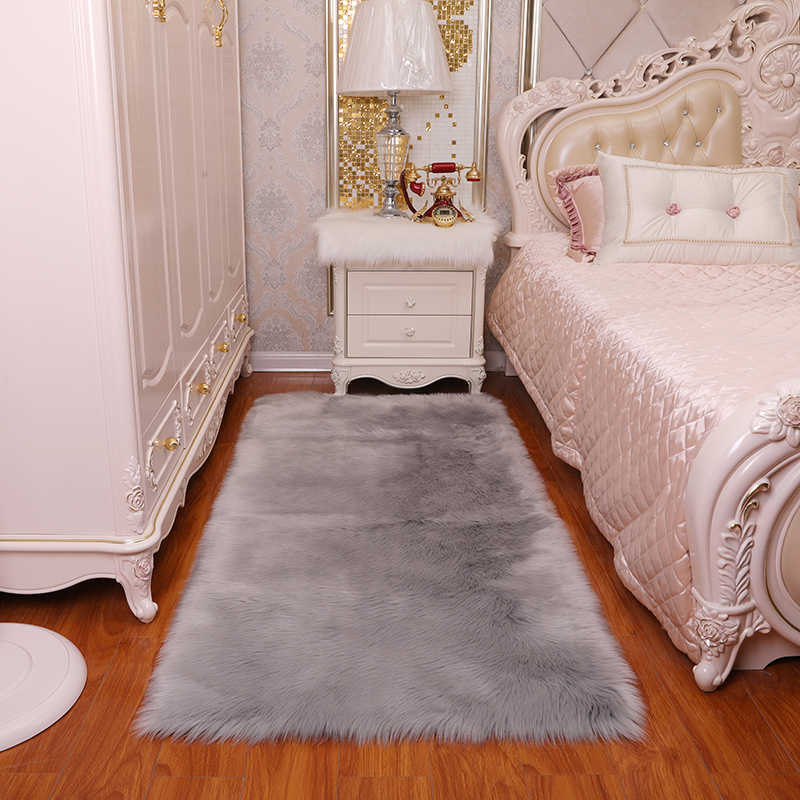 

Plush carpet bedroom fur imitation wool bedside rectangular blanket washable seat dressing table cushion