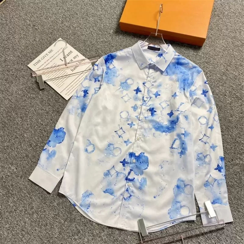 

2022 Fashion Mens Casual Shirts Comfortable and Breathable Solid Top In Different Colors Lapel Print Shirt Autumn Wear, 13 nobox