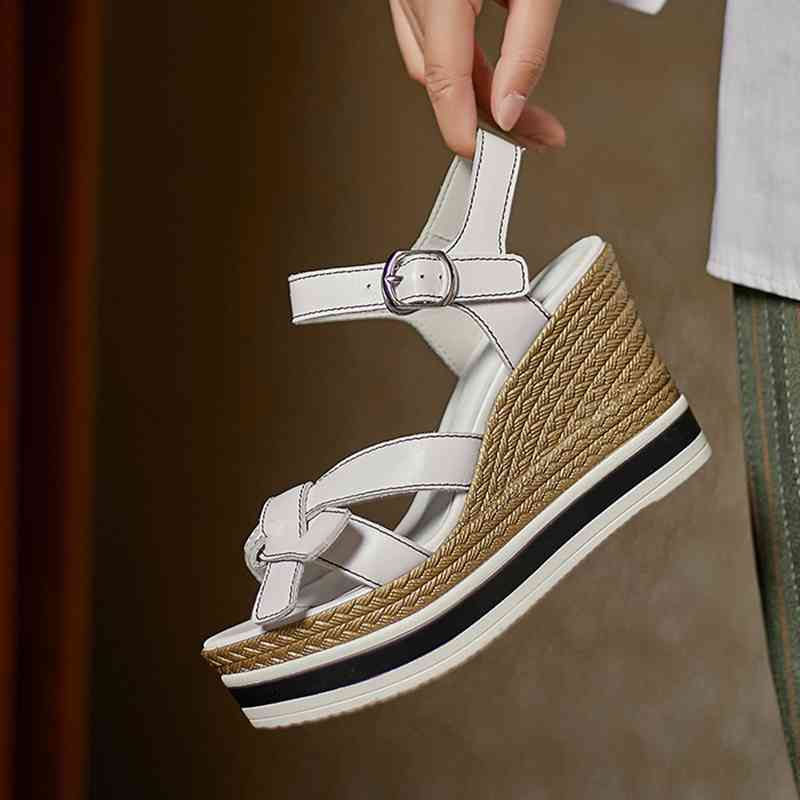 

sandals of ladies leather sandals cross buckles super high heels for women's summer shoes 905j, Black