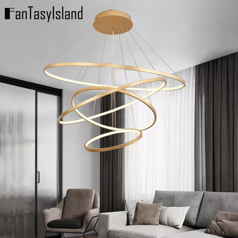 

Ceiling Lights Modern LED Chandeliers For Living Room Dining Bedroom Circle Round Ring Indoor Lighting Hanging Lamps Chandelier