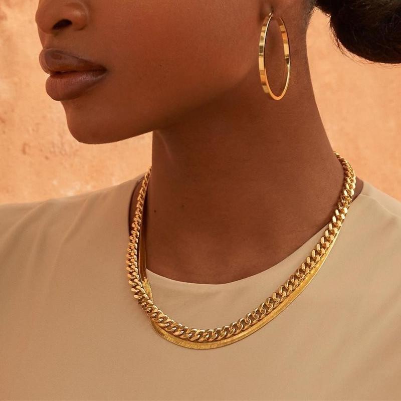 

Chokers Vintage Cuban Chain Choker Necklace For Women Punk Chunky Necklaces Gold Color Bohemian Jewelry Hip Hop Accessories