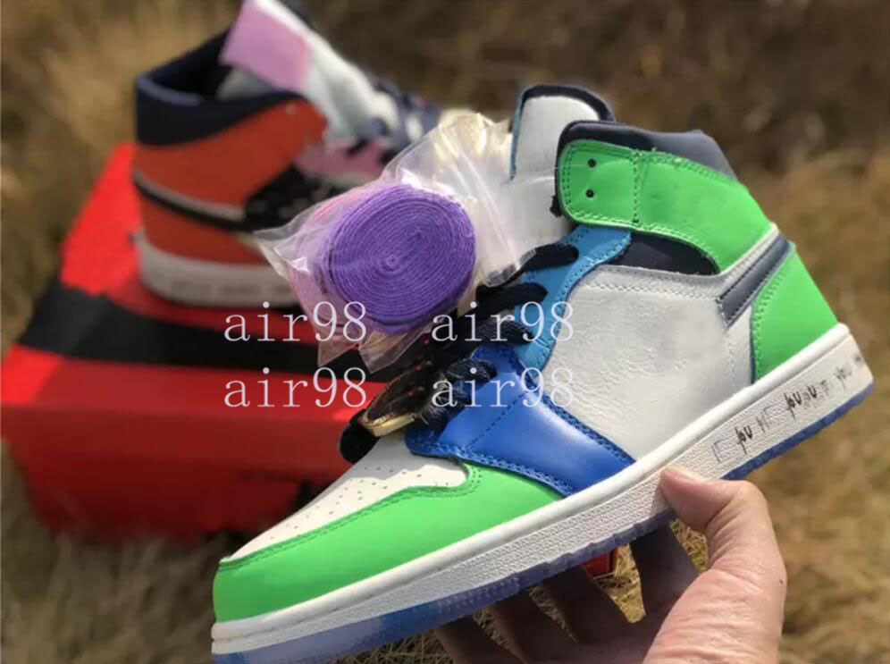 

2021 Fearless Jumpman 1s Mens Womens Melody Ehsani Basketball Shoes Watch Lace Jewel Blue Green and Orange Pink 1 Mid Sports Trainers Sneakers