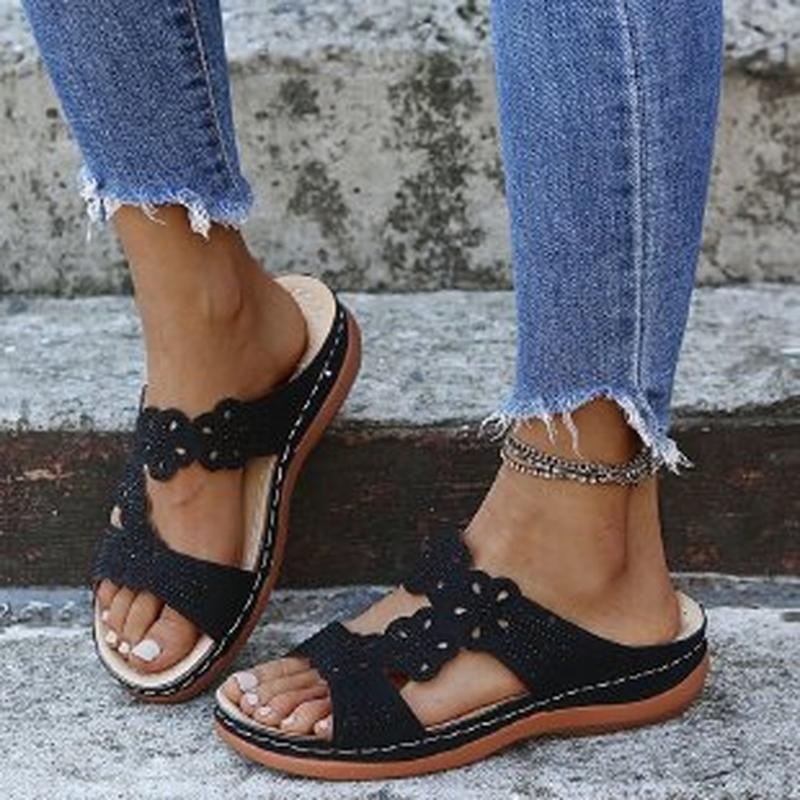 

Slippers Ladies 2021 Wedges Summer Open-toed Sandals Women's Casual Beach Large Size 43, Black
