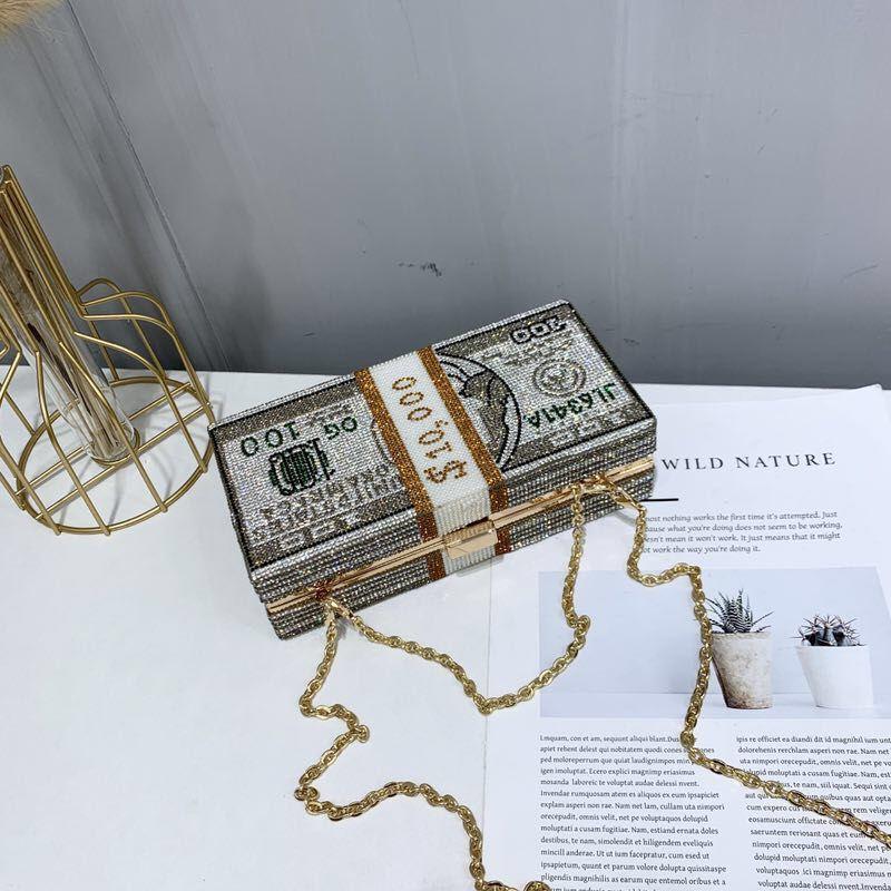 

Diamond-studded Dinner Bag Dollar Clutch Diamond Messenger Small Square For Women Luxury Hand Female Shoulder Bags, Pink