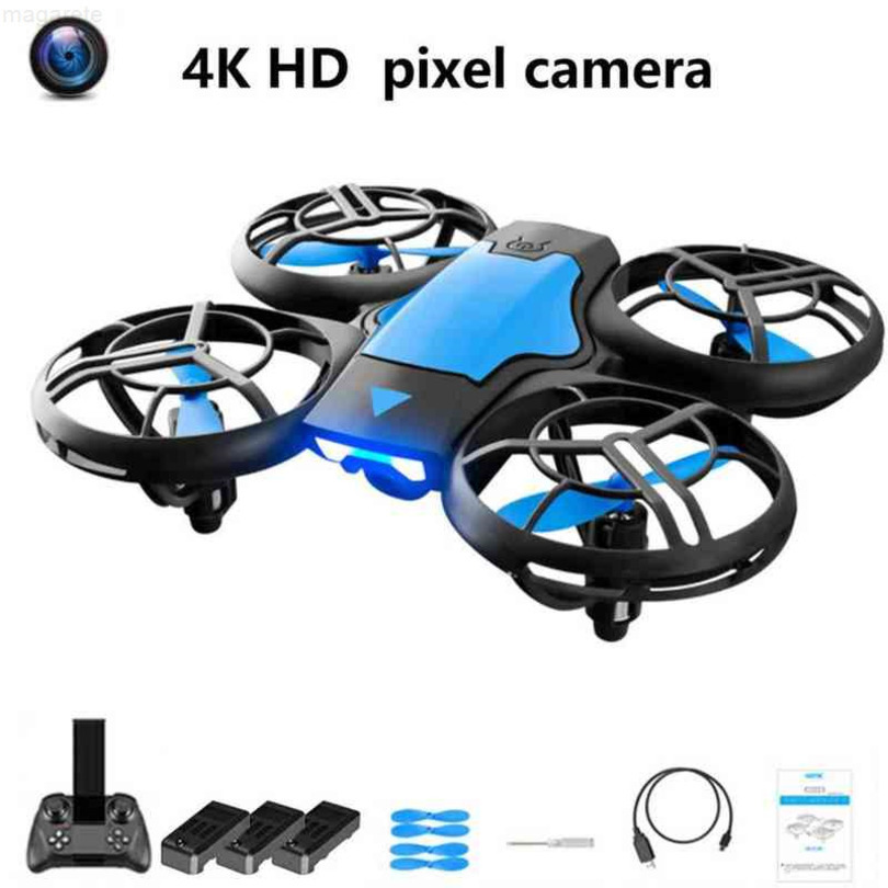 

Mini UAV V8 4K 1080p HD, wireless camera FPV, air pressure, height holding, folding four wheeled vehicle, gift toys, Blue no camera 1b