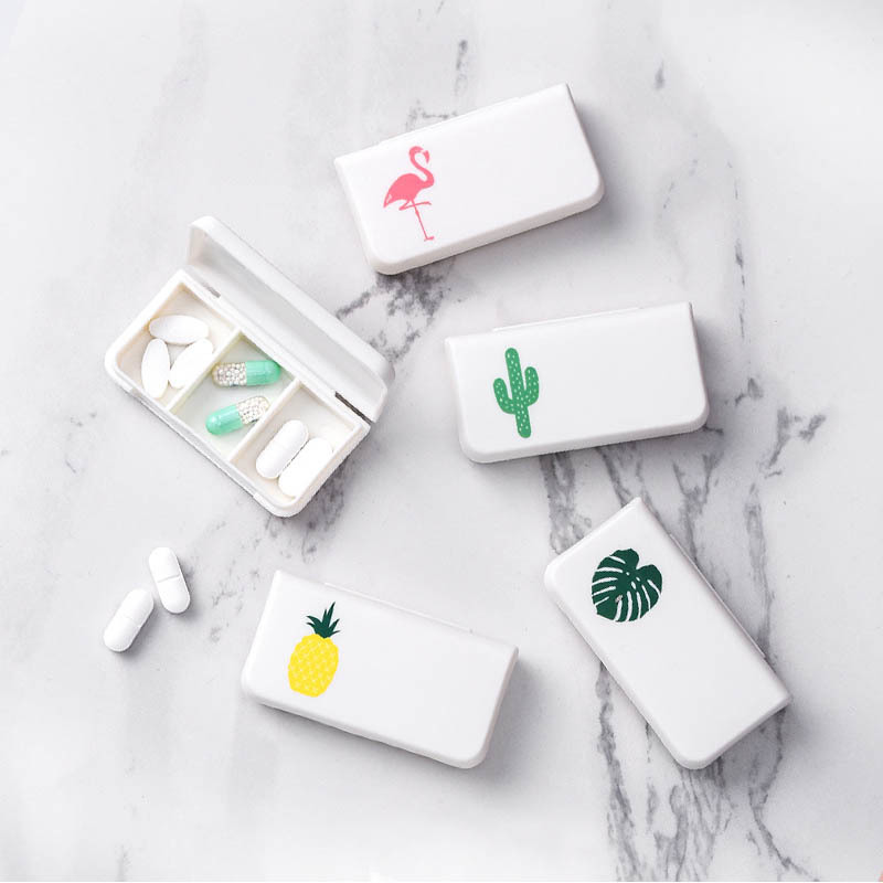 Plastic Flamingo Cactus Leaf Dustproof 1 PC Portable Pill Box Medicine Storage Boxes Small Kit Organizer Kit-image-690378303
