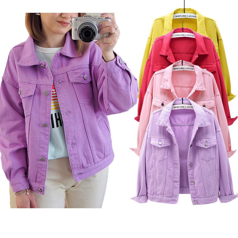 

Women's Jackets Women 2021 Spring Outwear Denim Coat Solid Turn Down Collar Cotton Jacket For Female Plus Size S-3XL, Black;brown
