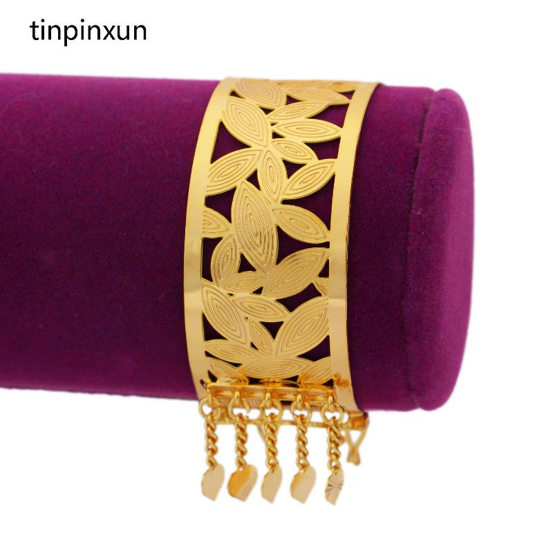 

Leaf Gold Color Dubai Bangle For Women Girls Ethiopian India African Wedding Luxury Jewelry Party Gifts