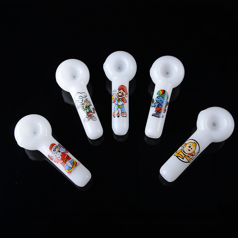 

Unique Design Cartoon Pattern Mini Small Smoking Pipes Glass Oil Burner Pipe Heady Colorful Hand pipes Smoke Accessories GID22