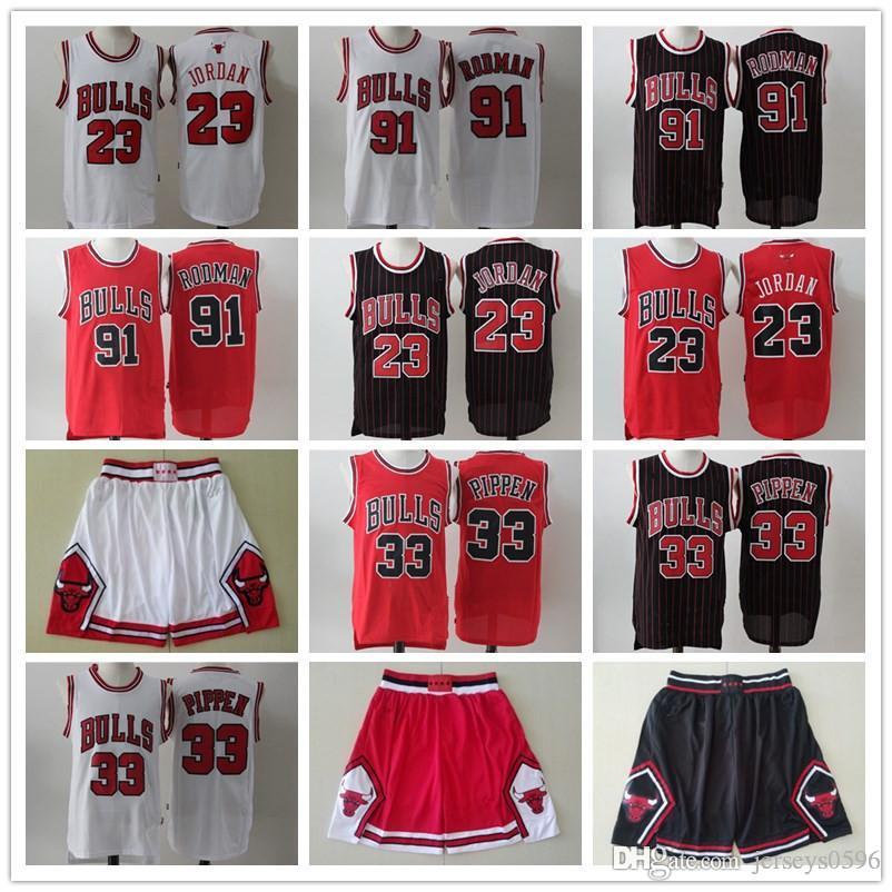

mens chicagobullsjerseymichael23 MJ dennis91 rodmanscottie33 pippenshorts basketball jerseys, Black;red
