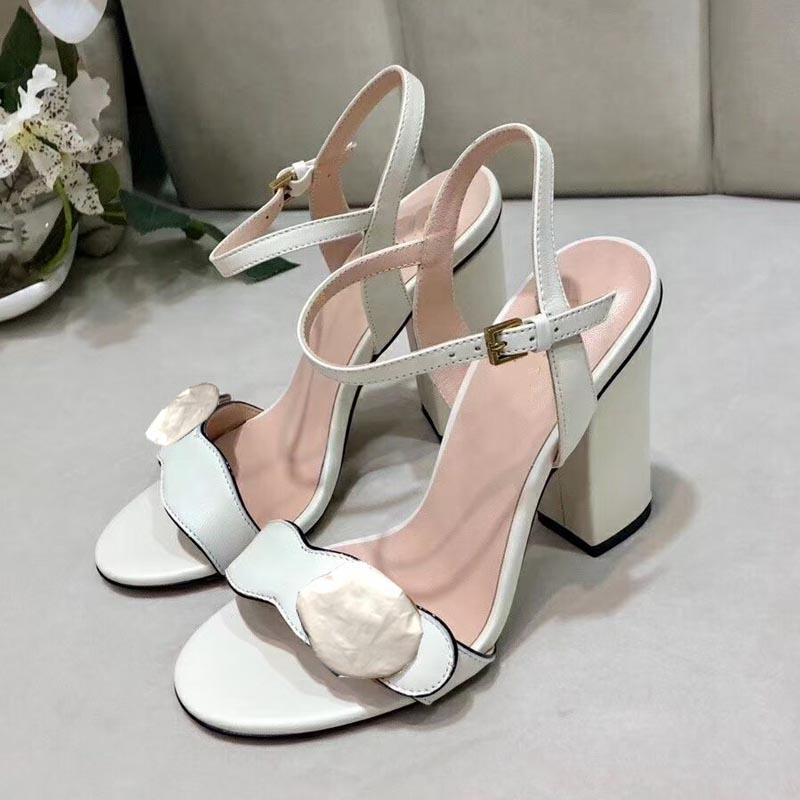 

Designer Sandals leather high heel women's shoes summer office wedding button open toe decoration sexy nightclub dance T-stage, Black