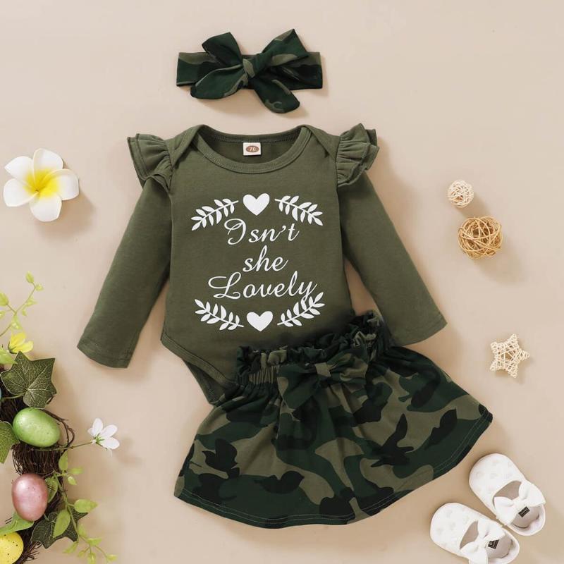 

Clothing Sets Baby Girl Clothes Boy Outfits Letters Daddy's Long Sleeve Romper Camouflage Skirt Pants Headband, Daddys girl pants