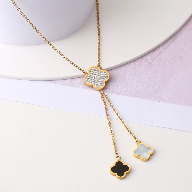 

Newest Ladies Clover Shell Pendant Necklace 18k Gold Stainless Steel Jewelry for Women