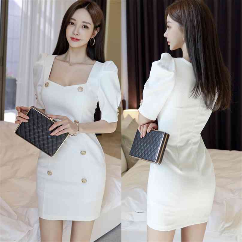

tight dress Office laides korean Long Sleeve Square neck Seyx nightclub party mini Dresses for women china clothing 210602, White