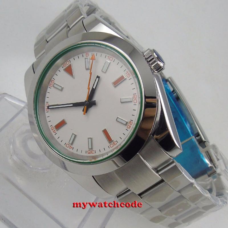 

Wristwatches 36mm No Logo White Dial Solid Case Date WIndow Sapphire Glass Automatic MIYOTA 8215 Mens Watch Oyster Bracelet, Sterile watch