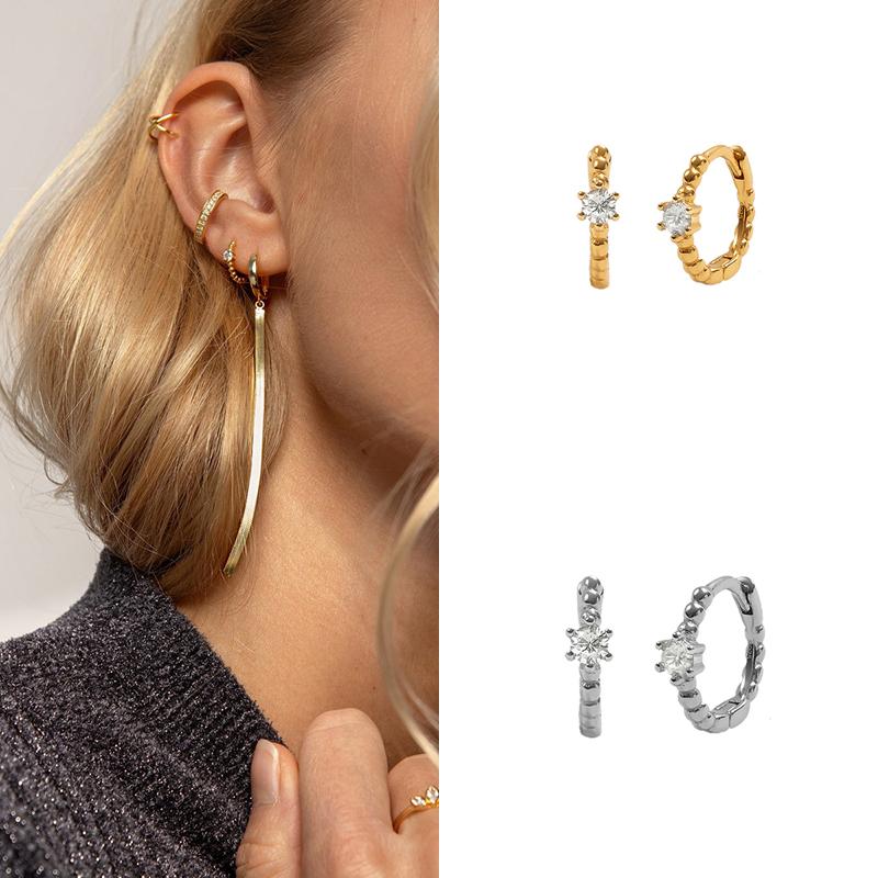 

Hoop & Huggie CRMYA Gold Silver Color Circle Earrings For Women CZ Zirconia Charm Korean Big Diamond Ear Rings Girls Jewelry