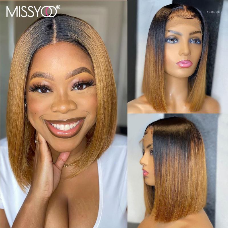 

Short Straight Bob Wig 13x1 T Part Lace Wigs 1B27 Color 4x4 Closure Human Hair For Black Women Brazilian Remy Ombre Blonde12252207, Mix color