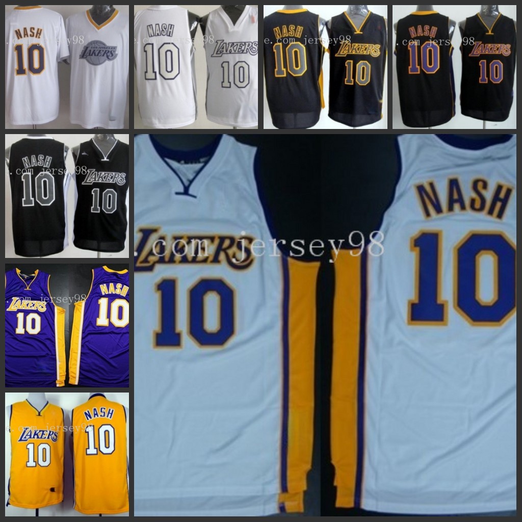 

Los Angeles Laker men 10 Steve Nash retro Basketball Jersey, Black