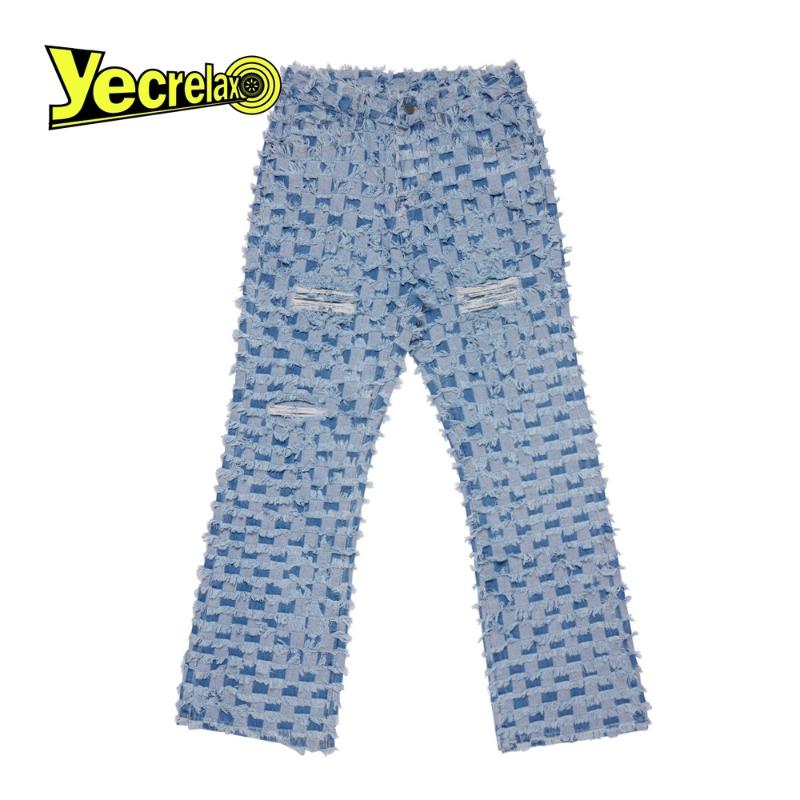 

Men' Pants Trousers Ripped Patchwork Cargo Harajuku Hip Hop Oversize Denim Jeans Loose Streetwear Destruction Design, Blue