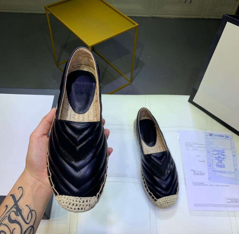 

2021 designer women sandals Leather Espadrille Sandal Luxury Slipper Flat Platform Shoes With The Double Gslides Metal Beach Weave Shoes, Color 8