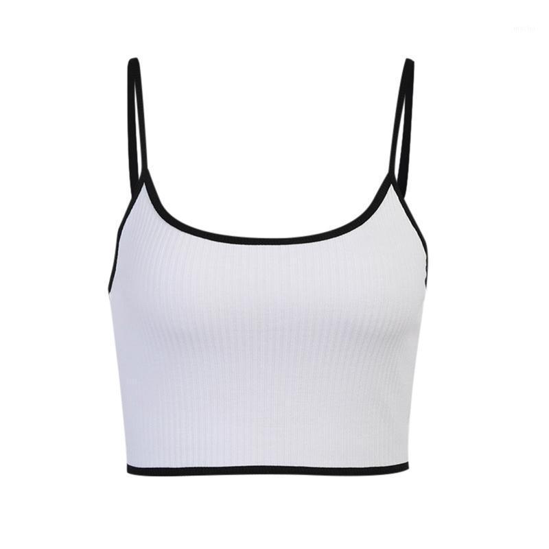 

White Women Sexy Summer Vest Adjustable Spaghetti Shoulder Straps Cropped Top Female Sport Gym Yoga Bra Workout Tops Outfit