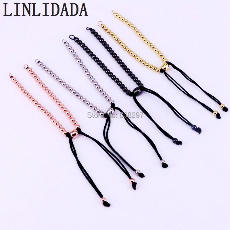 

Beaded, Strands DIY 10Pcs Handmade Men Women Bracelet Jewelry 4mm Copper Beads Woven Macrame Charm Bracelets Bangles, Black