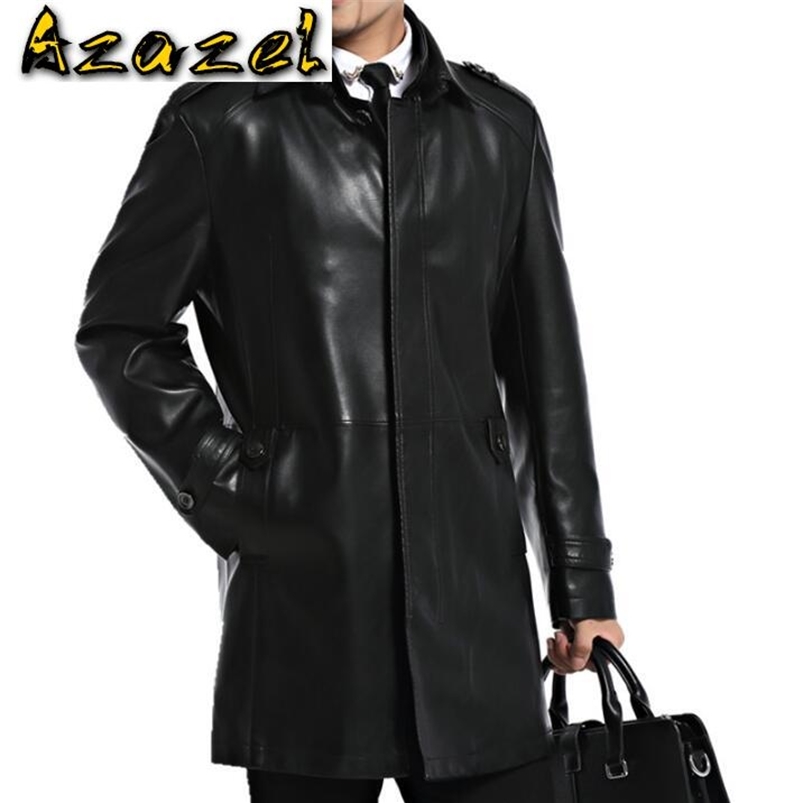 

Autumn and winter Brand men's Genuine Leather jackets thickening long leather coat men natural sheepskin leather jacket 211111, Brown