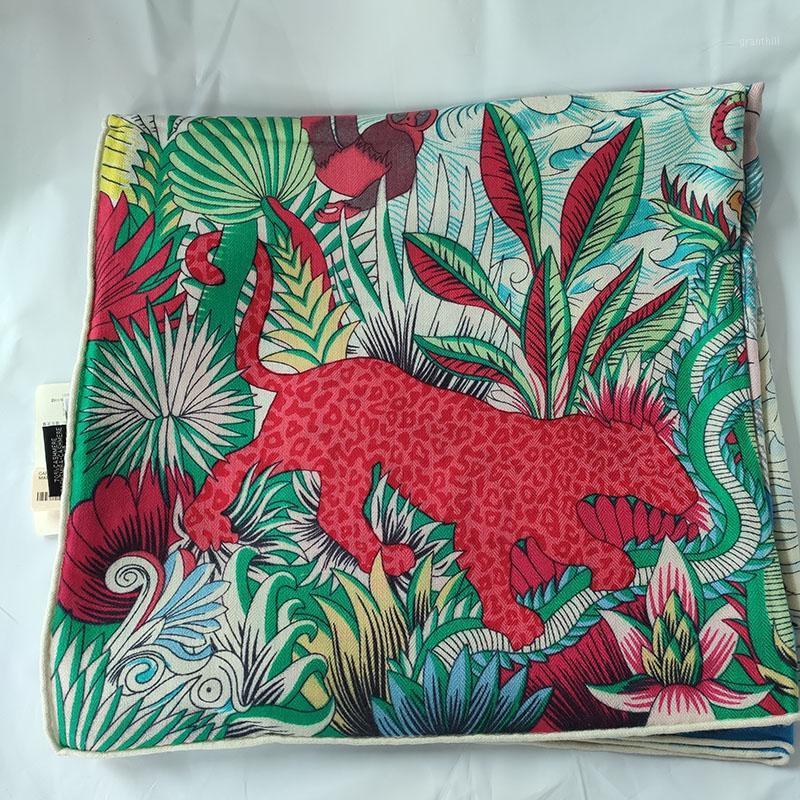 

Scarves Luxury 70% Cashmere 30% Silk Thin Scarf Fashion Animal Floral Castle Print Shawl Kerchief Large Blanket Bandana 135x135cm, Blue;gray