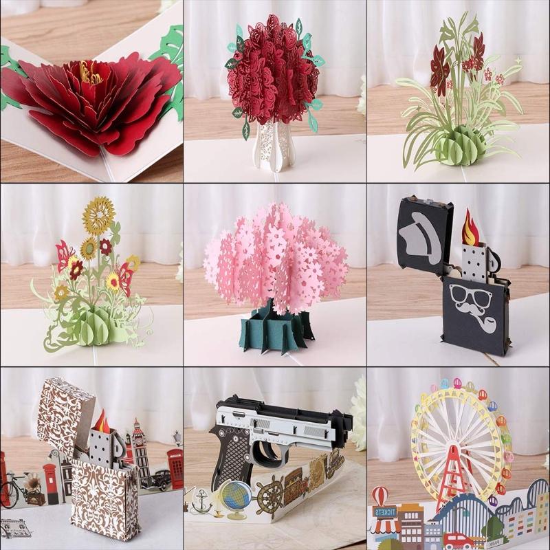 

Greeting Cards E9LA 3D Up Sunflower Flower Card Christmas Birthday Year Invitation