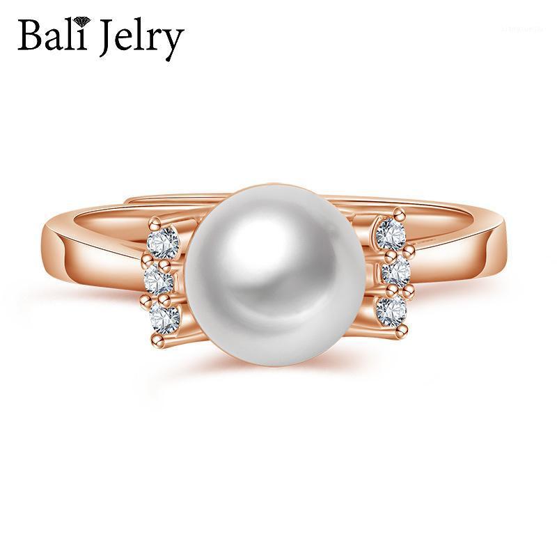 

Cluster Rings Bali Jelry Trendy Ring 925 Silver Jewelry Pearl Zircon Gemstone Open Accessories For Women Wedding Engagement Drop, Golden;silver