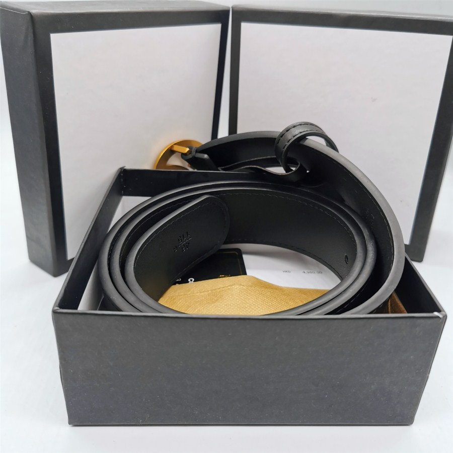 

Fashion Men Designers Belts Bronze Gold Double G Buckle Top Quality Leather Mens Women Belt Waistband 7 Colors With Gift Box, With gift box+card+bag