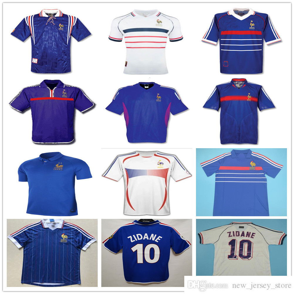 

1998 2002 Retro France Soccer Jersey ZIDANE HENRY TREZEGUET PIRES DESCHAMPS maillot de foot Vintage 96 98 00 02 04 06 Custom Football Shirts -XL, 2006 away